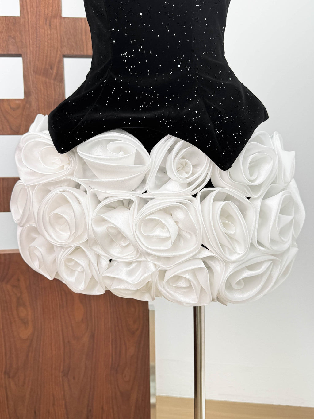 Doris 3D Flower Sequin Strapless Mini Dress in Black Avalabel