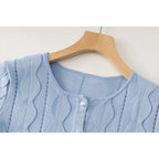 blue geometric circle pattern cardigan skirt two-piece set Avalabel