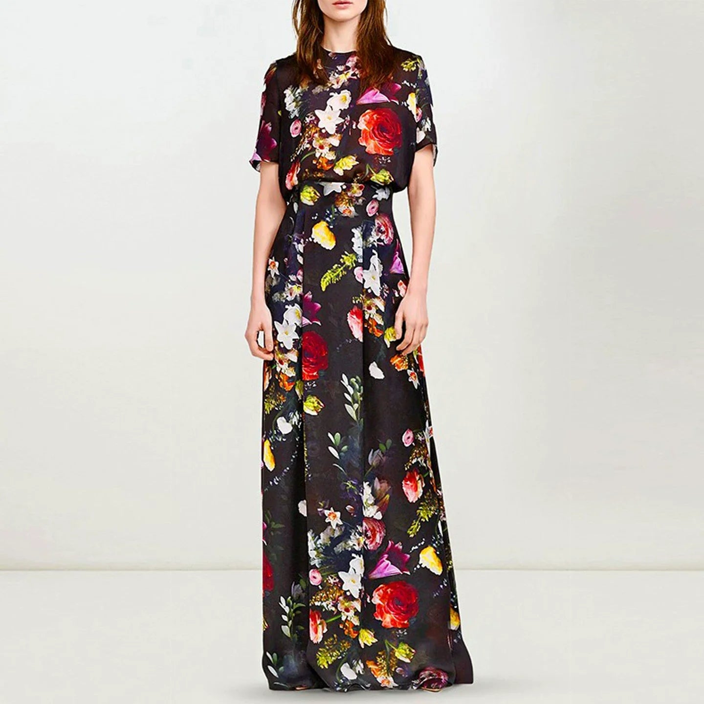 Floral Short Sleeve Maxi Dress Avalabel