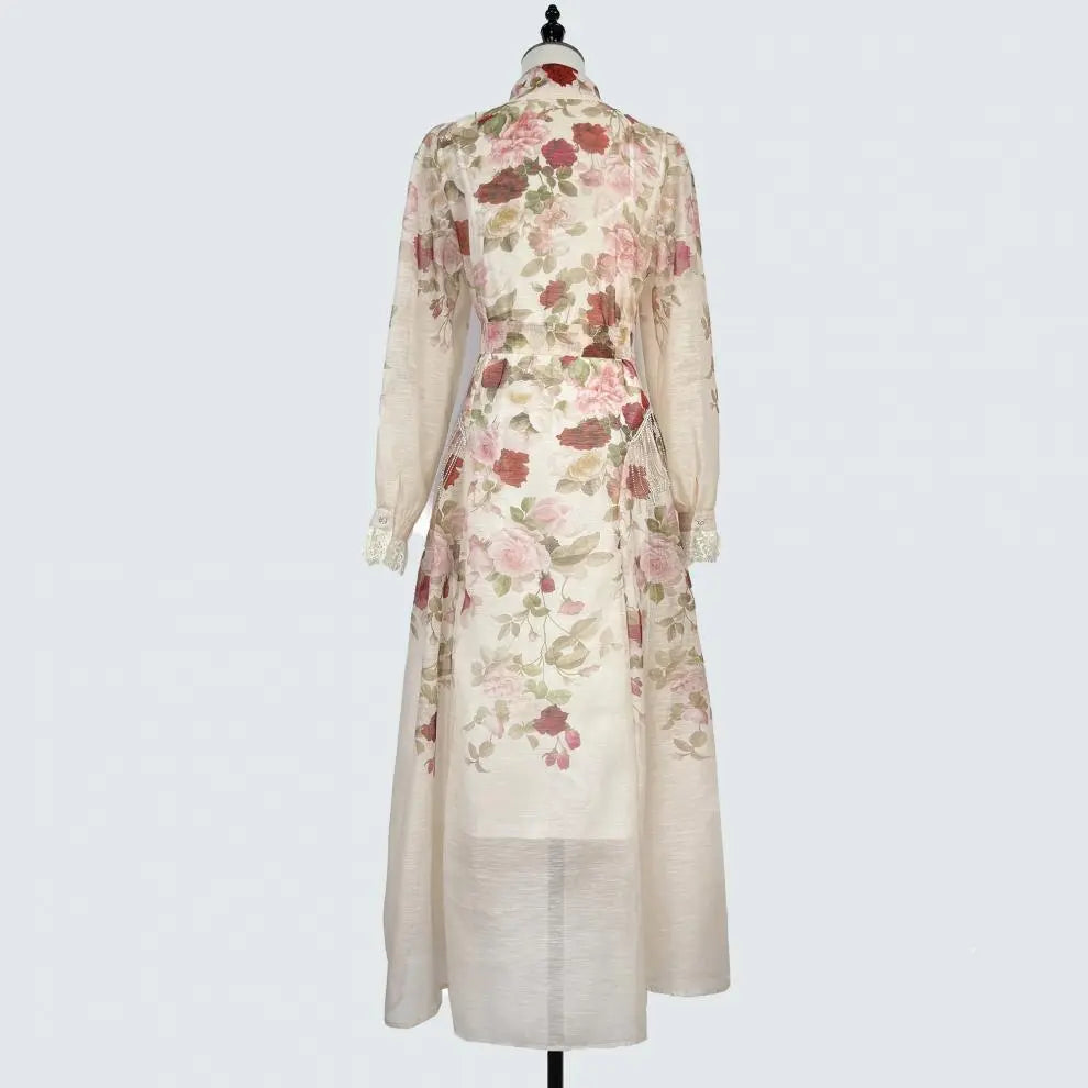 shirley Long Sleeve floral Printed Woven Maxi Dress Avalabel