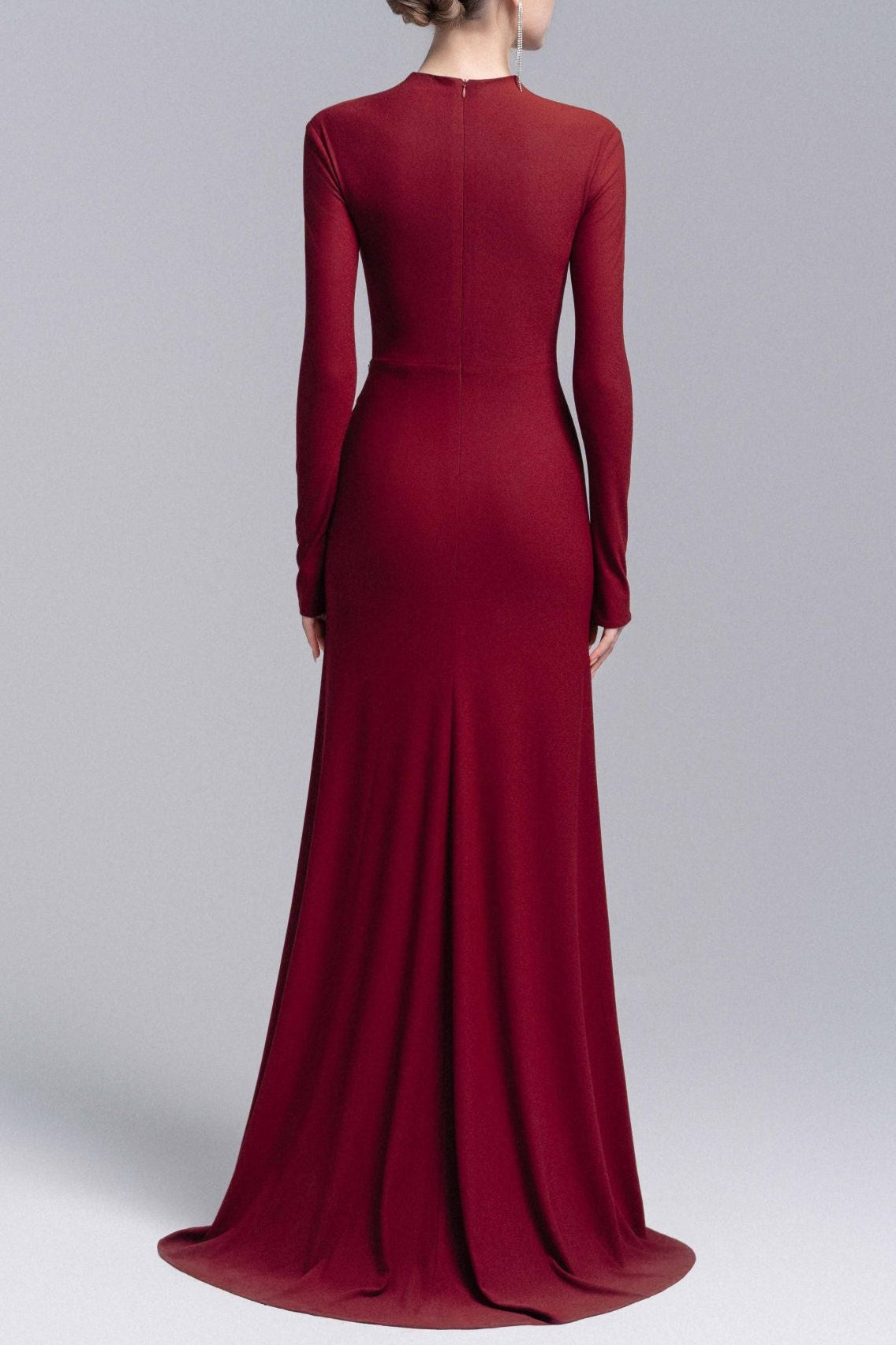 hedwig rose embellished gathered sheath gown in red Avalabel