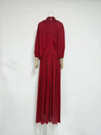 leona red Draped Cape Sleeve Knit Maxi Dress Avalabel
