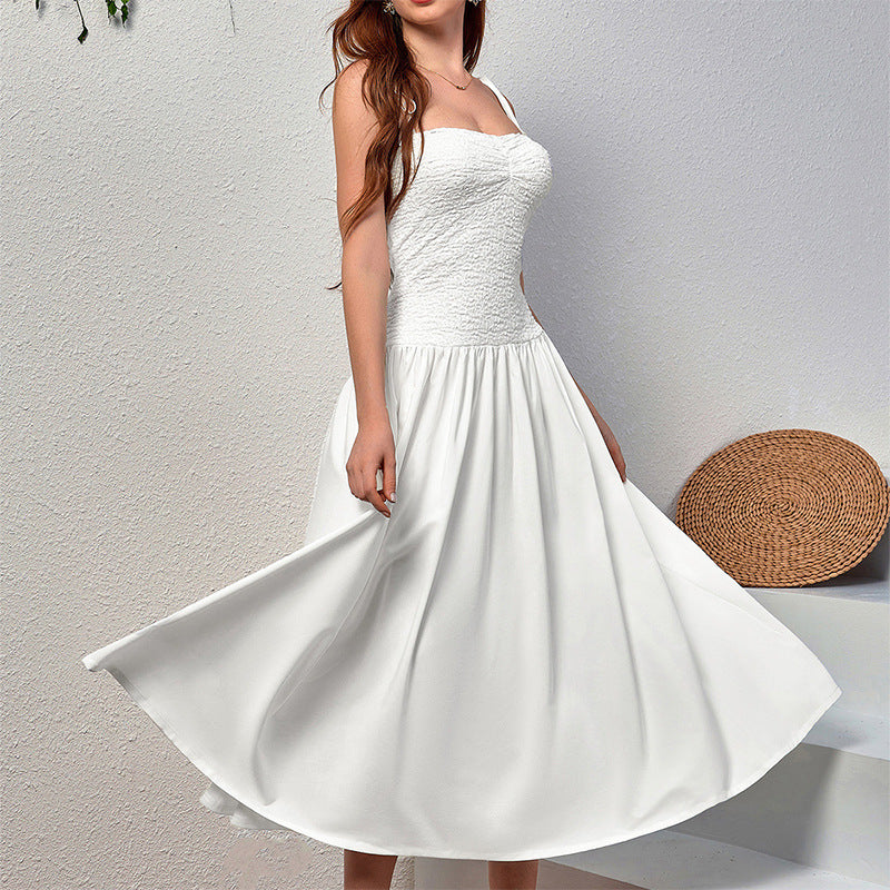 Twist Bust Textured Cami Flowy Midi Dress poava