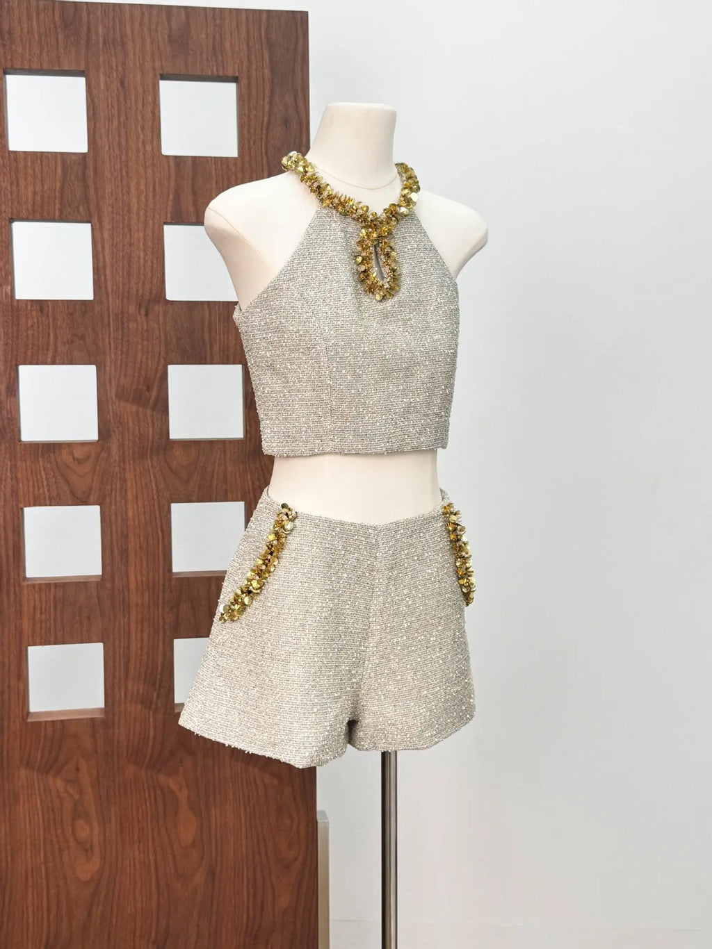 evangeline Sequin Top in apricot Avalabel
