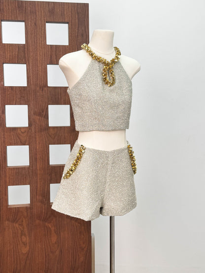 evangeline Sequin Top in apricot