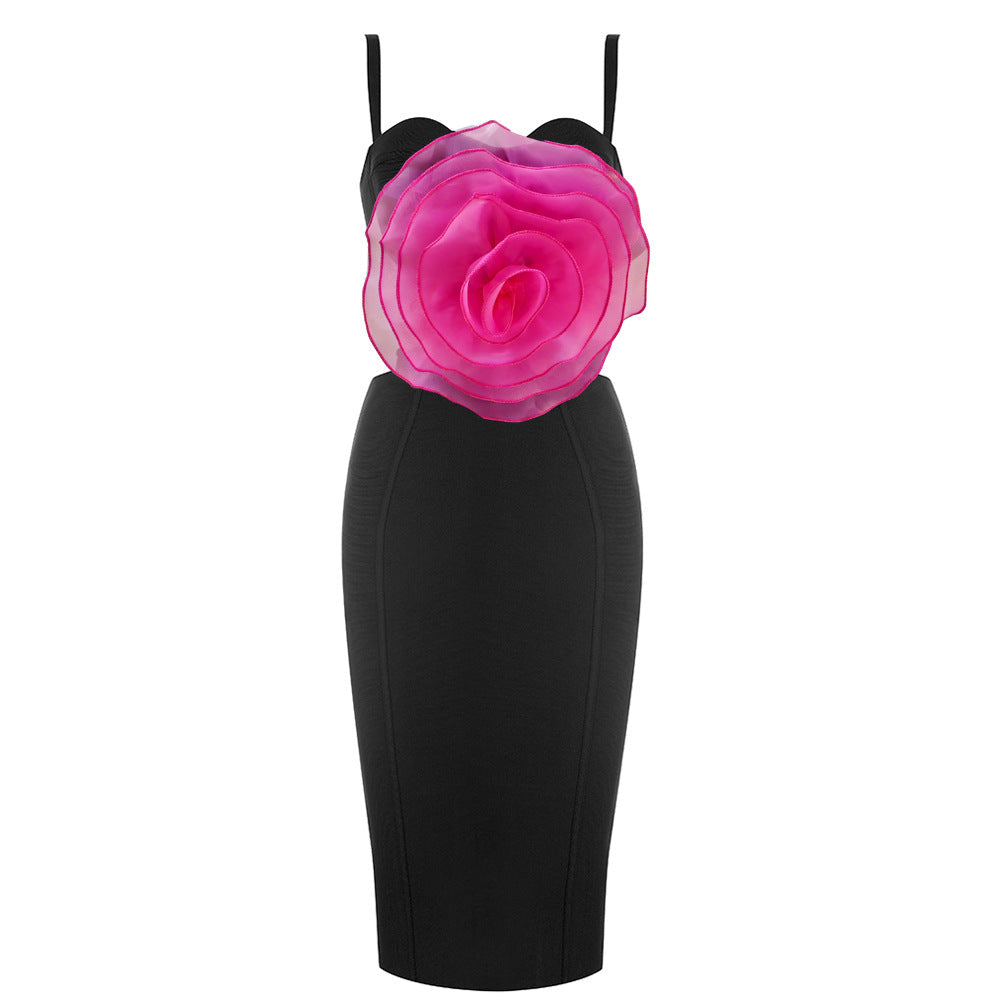 Jacey Mesh Flower Bandage Midi Dress Avalabel