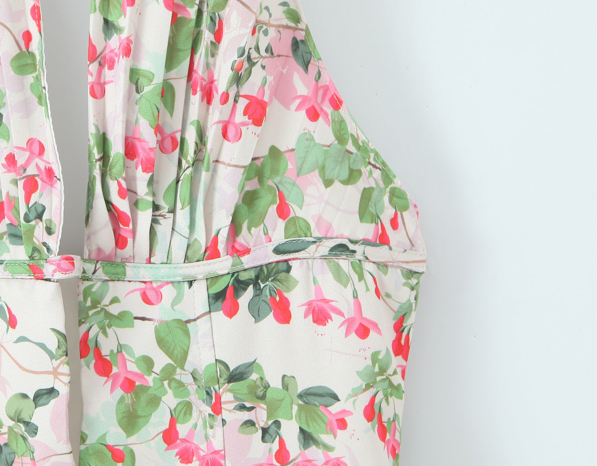 Plunge Neck Floral Mini Dress Avalabel