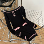 vanessa off-shoulder Knit mini Dress in black Avalabel