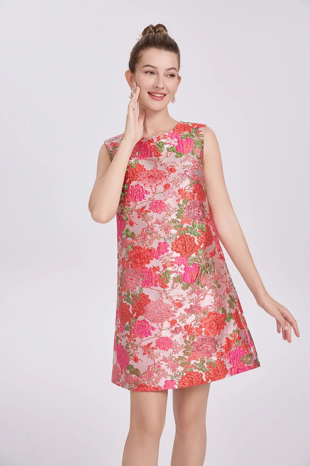 hilary multicolor floral embroidery sleeveless mini dress Avalabel