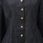 florence Single-breasted top pleated skirt in navy blue Avalabel