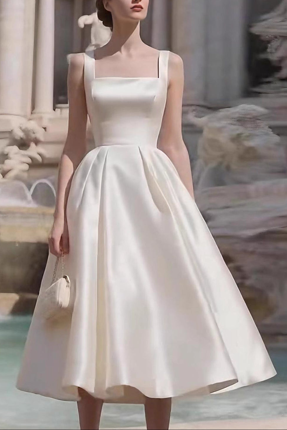 Sharon Minimalist Spaghetti Strap Midi Dress - Off-White Avalabel