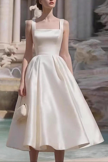 Sharon Minimalist Spaghetti Strap Midi Dress - Off-White Avalabel