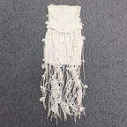 hilary white flower tassel strapless mini dress Avalabel