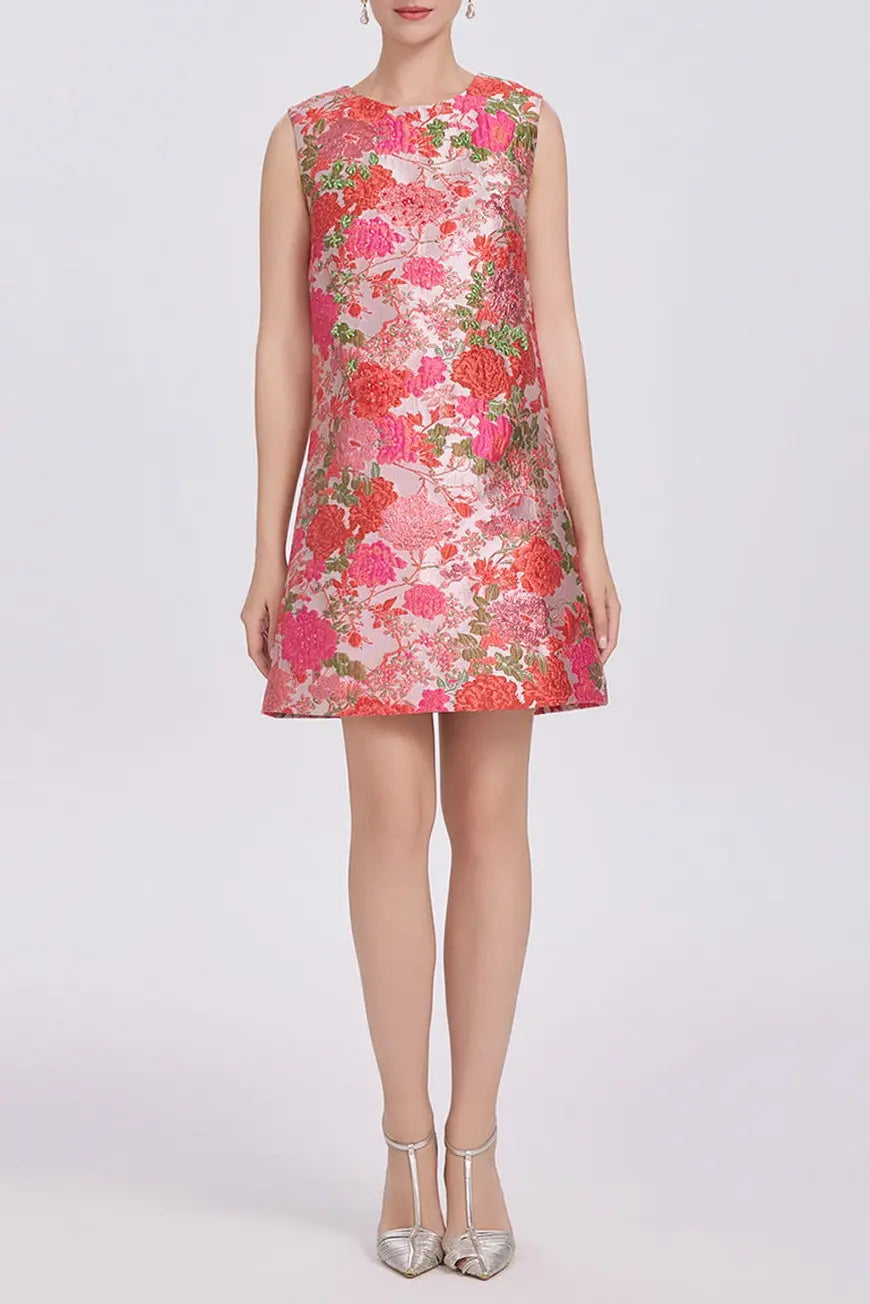 hilary multicolor floral embroidery sleeveless mini dress Avalabel