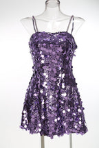 virginia Strappy Sequin Embellished Mini Dress in purple Avalabel