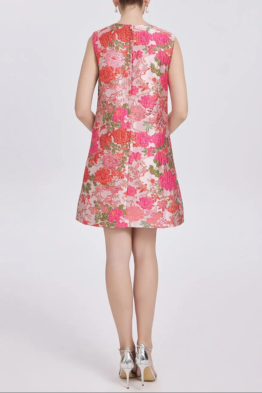 hilary multicolor floral embroidery sleeveless mini dress Avalabel