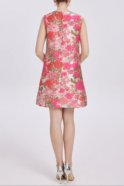 hilary multicolor floral embroidery sleeveless mini dress