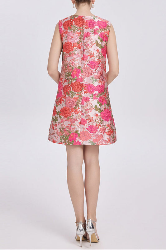 hilary multicolor floral embroidery sleeveless mini dress