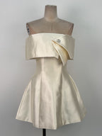 Brianna One-Shoulder Satin Mini Dress in Apricot Avalabel