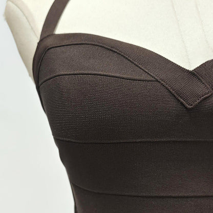Chocolate Halter Bodycon Midi Bandage Dress