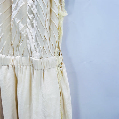 Sleeveless Lace Detail Maxi Dress in Light Yellow