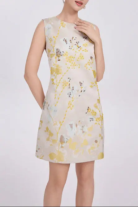heloise multicolor floral embroidery sleeveless mini dress Avalabel