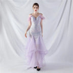 feather sequin strapless tulle maxi dress Avalabel