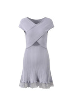 Blue Knit Lace cutout Mini Dress Avalabel