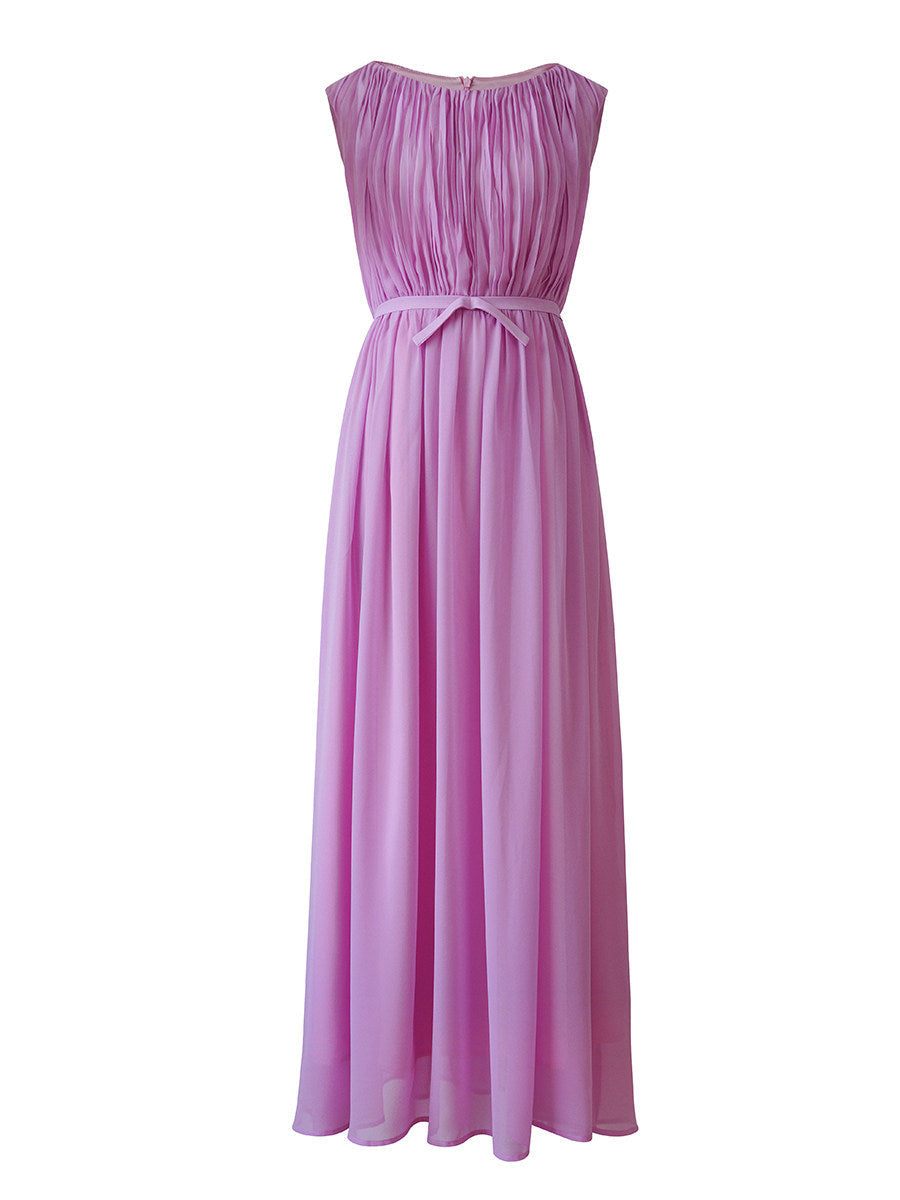 Pink One-Shoulder Pleated Dress Avalabel