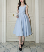 Bow U-Neck Sleeveless Hepburn Midi Dress Avalabel