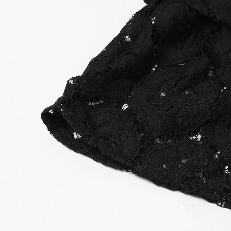 vanessa Long Sleeves Layered Lace Mini Dress in black Avalabel