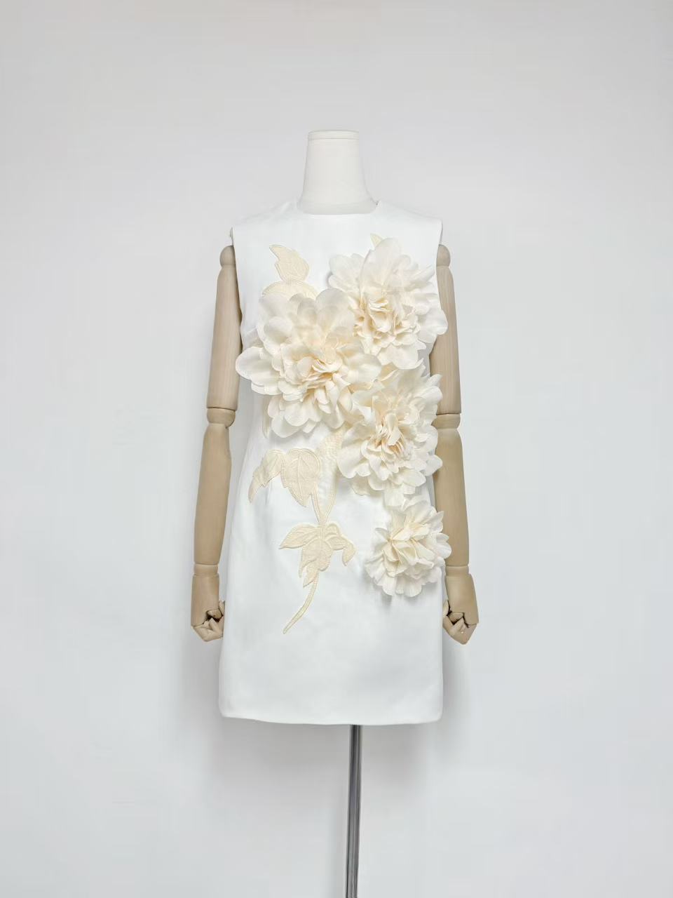 mandy 3d flower embellished Mini Dress in Black