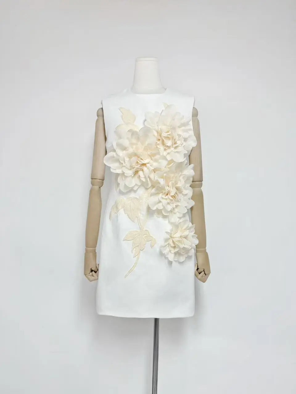 mandy 3d flower embellished Mini Dress in Black Avalabel