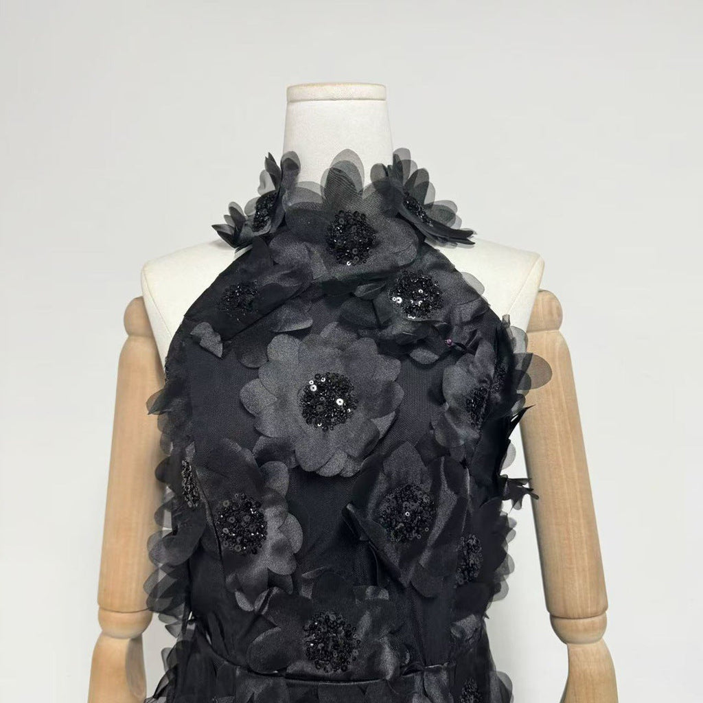 Cherry Blossom Mini Dress in Black Avalabel