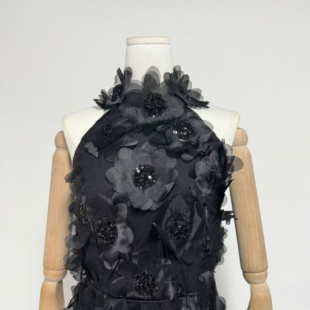 Cherry Blossom Mini Dress in Black Avalabel