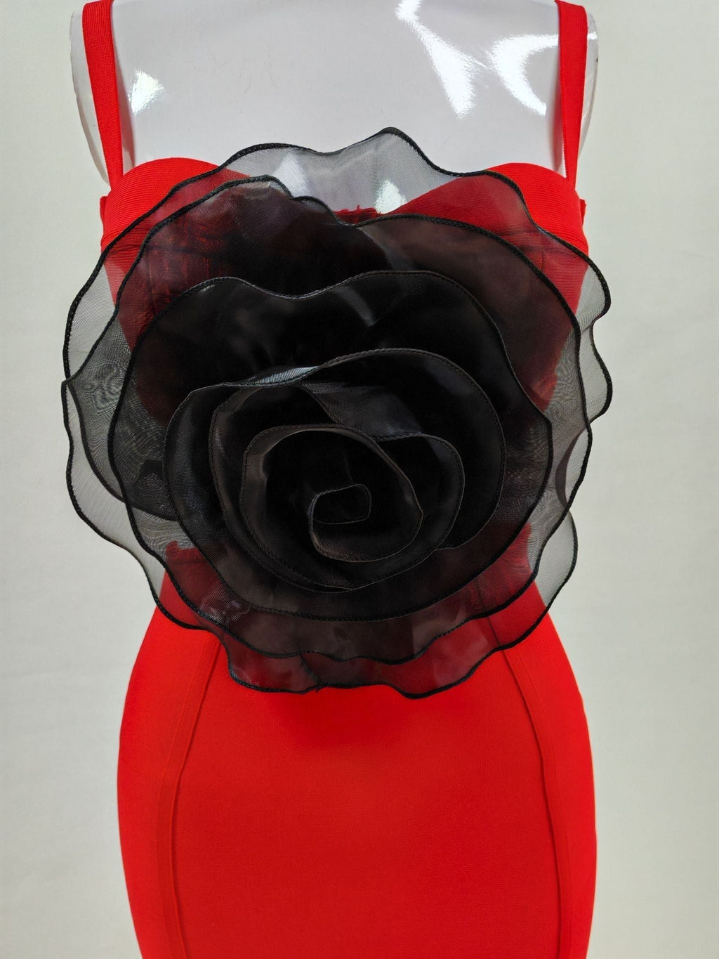 Jacey Mesh Flower Bandage Midi Dress Avalabel