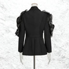 ashley Ruffle embellished Blazer in black Avalabel