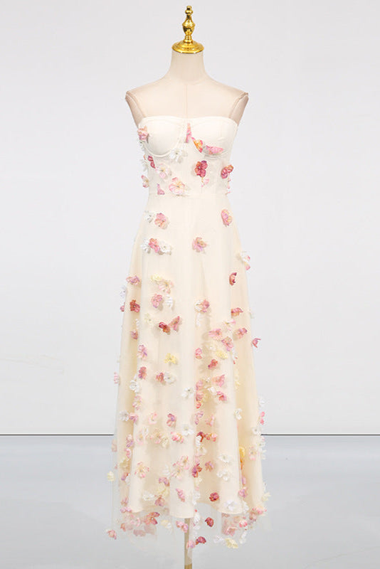 Off-Shoulder Embroidered Maxi Dress in Apricot Avalabel