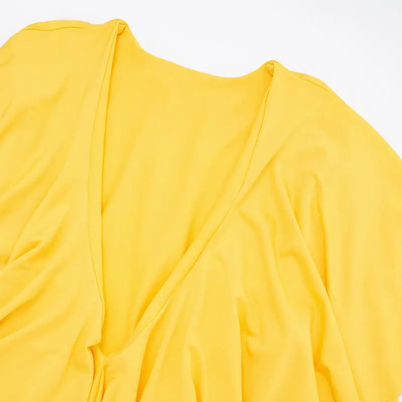 Hathay Ruffle Mini Dress - Yellow Avalabel