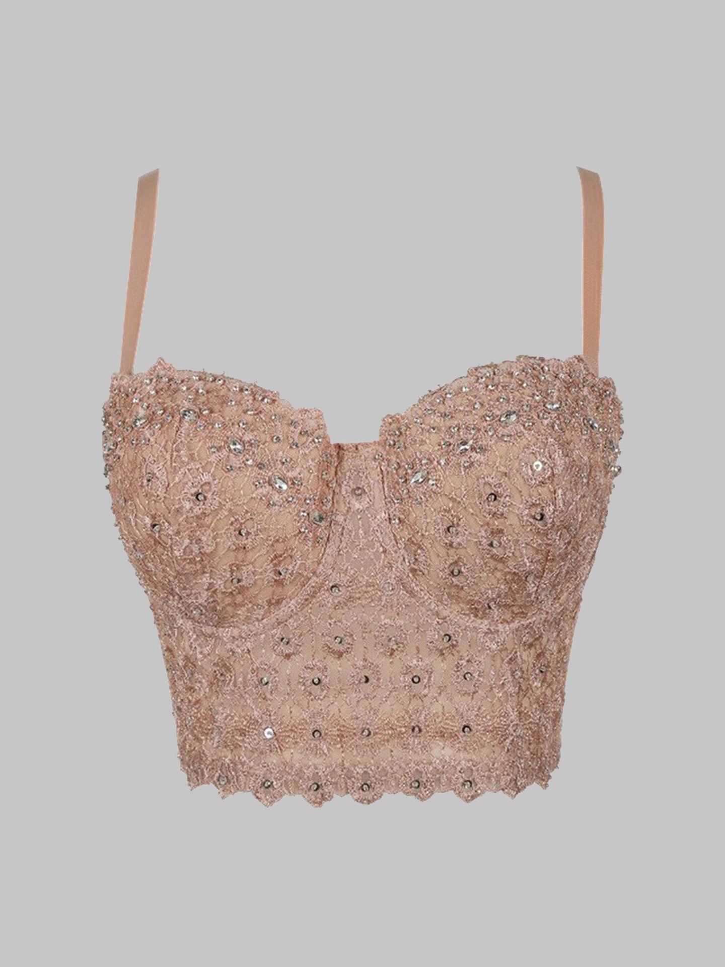 Calista Skin Tone High-end Embroidered Rhinestone-Encrusted Boning Corset Avalabel