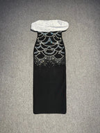 teresa beading rhinestone strapless midi dress in black Avalabel