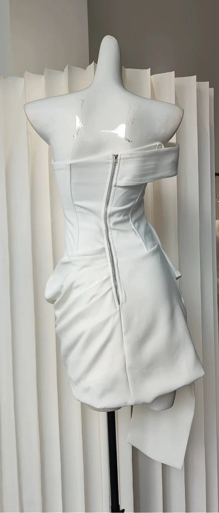 Off Shoulder Draped Wrap Mini Dress poava