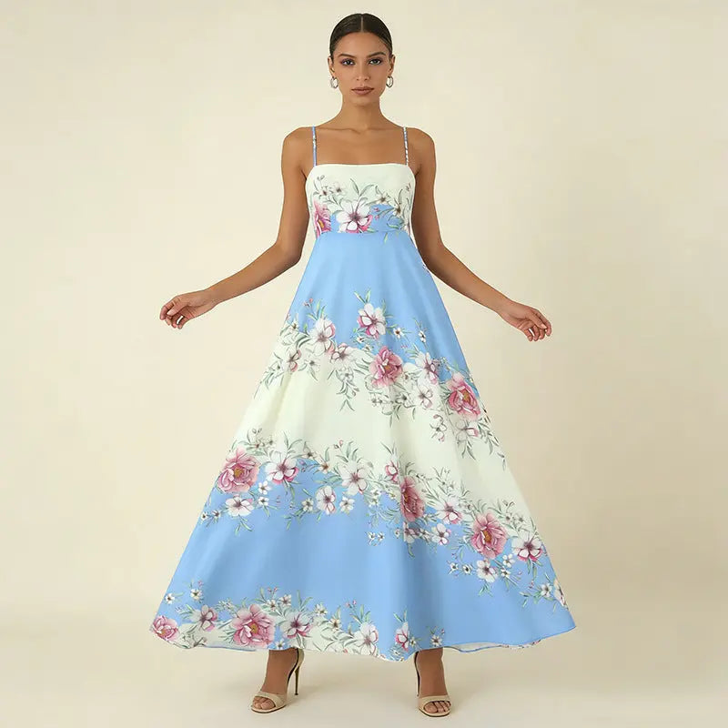 Agatha Floral Print Strap Midi Dress Avalabel