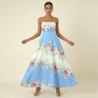 Agatha Floral Print Strap Midi Dress