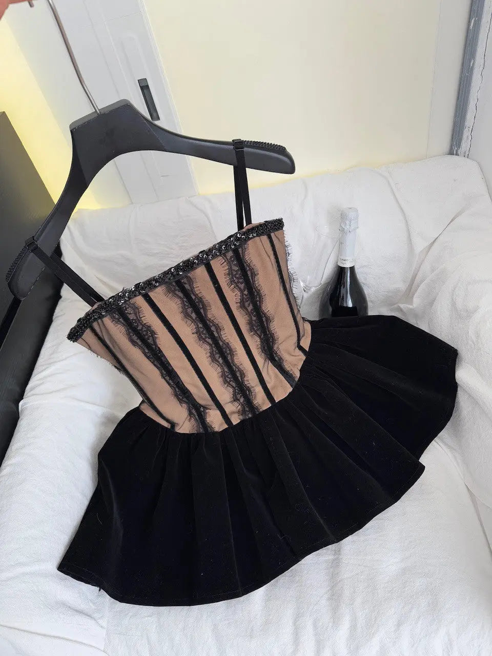 rebecca Black Corset Lace Flare Mini Dress Avalabel