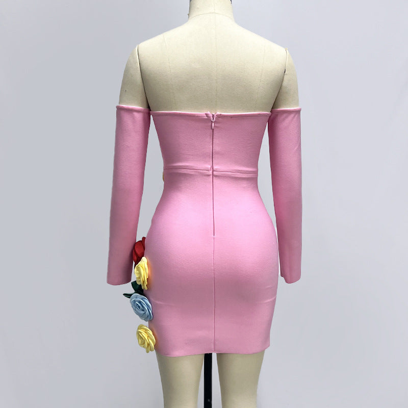 Eigra 3d Flower Tube Top Mini Dress Avalabel