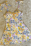 Multicolor Floral Tie-Strap Bustier Mini Dress Avalabel