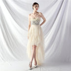 Strapless feather tulle midi dress Avalabel