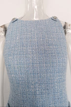Halter Neck Tweed Vest Mini Dress in Blue Avalabel