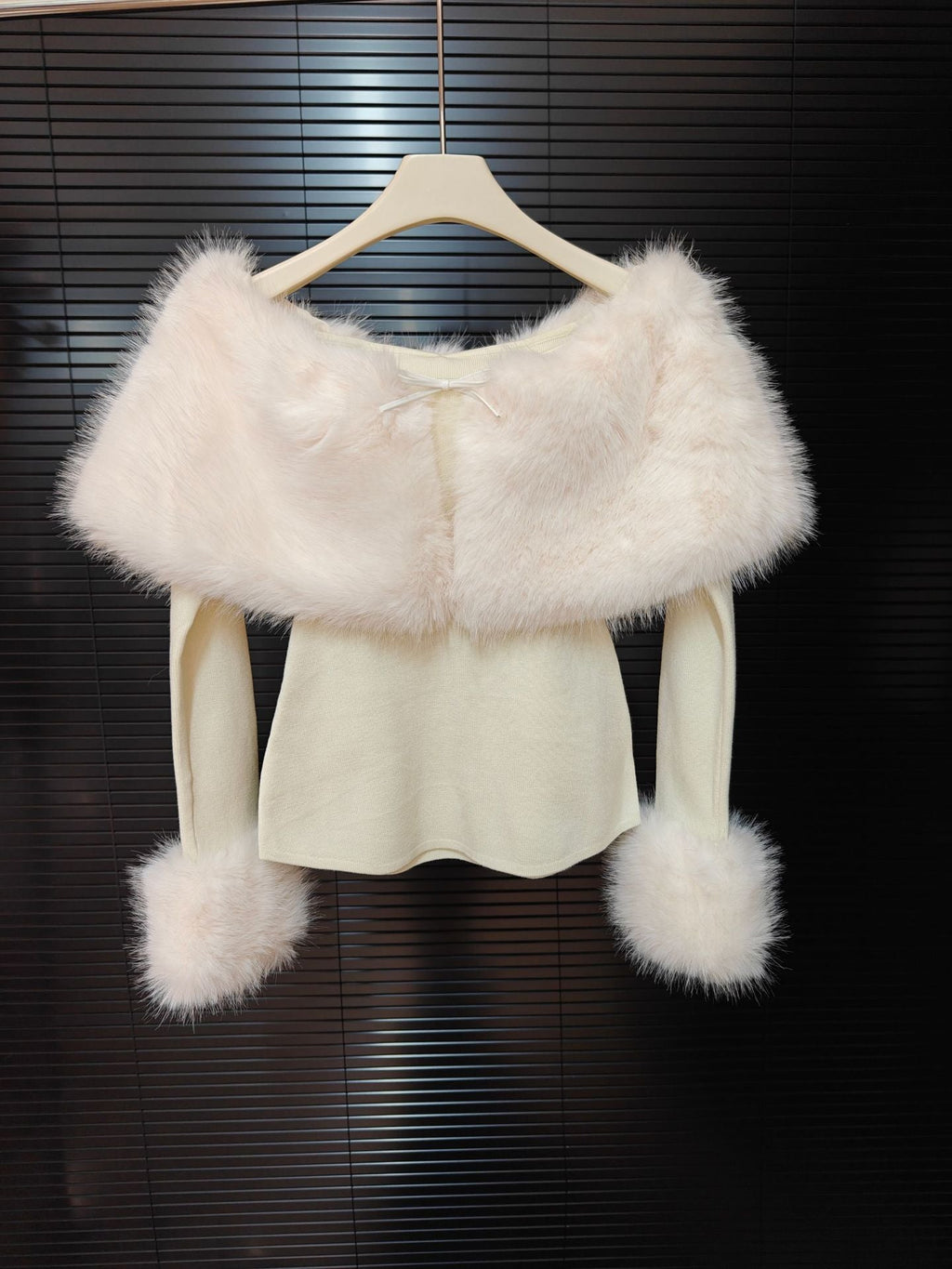 sherry Off Shoulder Furry Skirt Set Avalabel